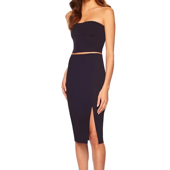 Susana Monaco Signature Stretch Knit Side Slit High Rise Midi Pencil Skirt - Picture 3 of 10